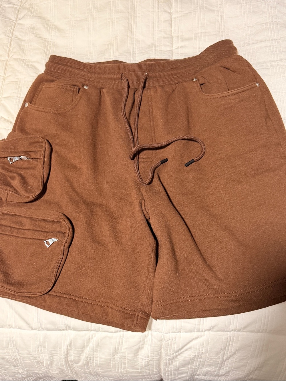 Fashion Nova Men's Brown Cargo Drawstring Athletic Shorts
